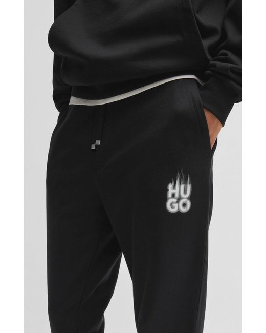 HUGO S Dilbero Cotton-terry Tracksuit Bottoms With Smoke Logo Black for men
