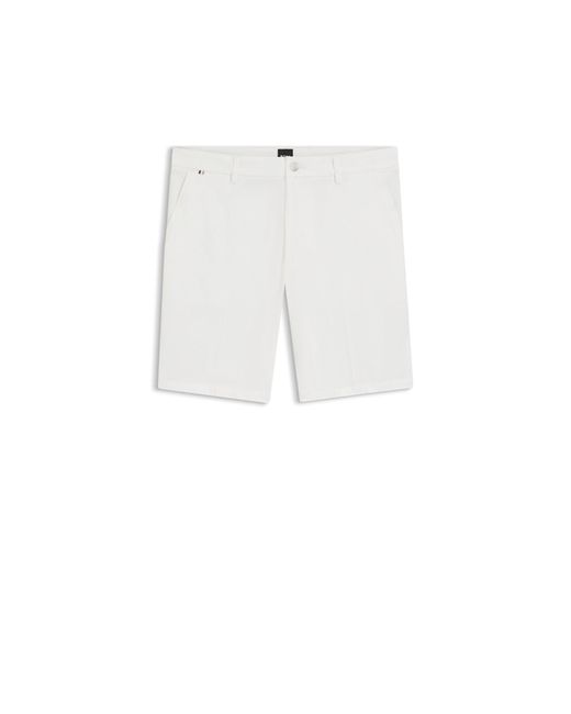 Boss White Stretch-Cotton Shorts for men