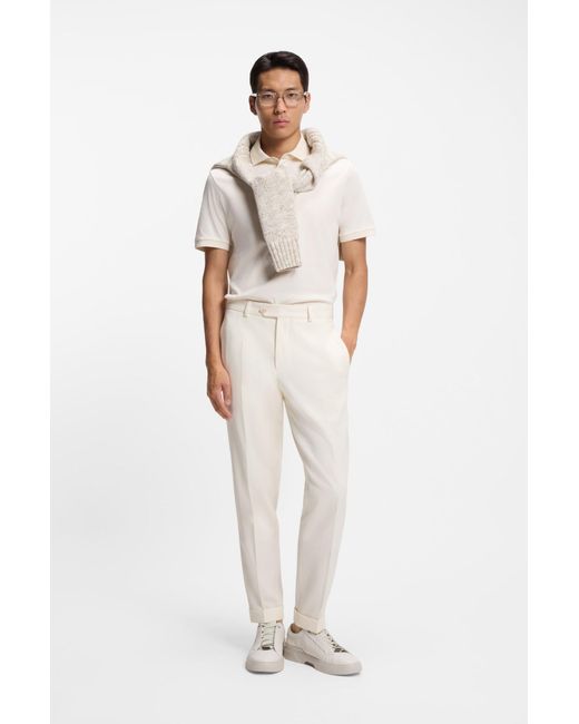 Boss Regular-Fit Poloshirt Aus Merzerisierter Baumwolle in Natural für Herren