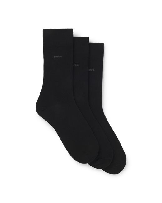 Boss Black Stretch Cotton-Blend Crew Socks for men