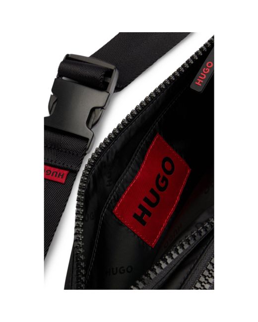 HUGO Black Belt Bag With Rubber Logo Label for men