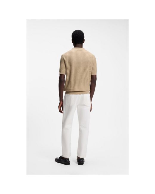 HUGO Natural Johnny-Collar Knit Polo for men