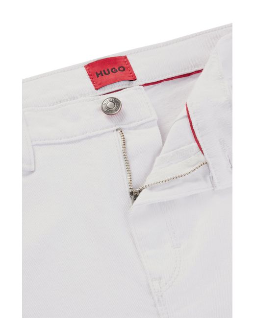 HUGO Black Slim-fit Jeans In White Stretch Denim for men