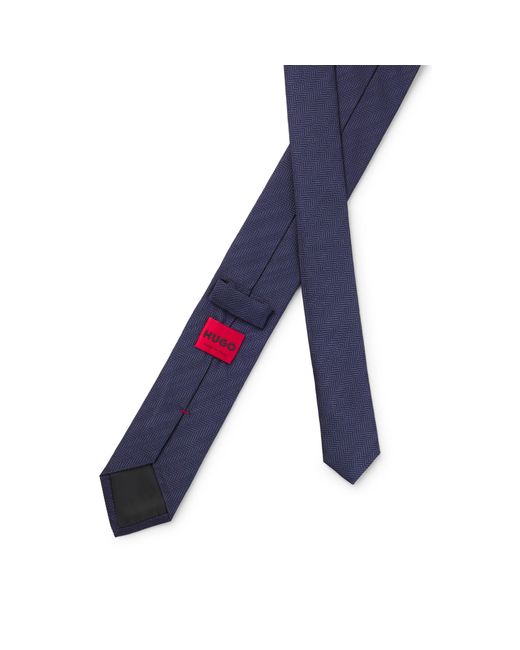 HUGO Blue Silk Tie With Jacquard-Woven Pattern for men