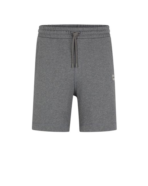 Boss Regular-fit Shorts Van Katoenen Badstof Met Logopatch in het Gray voor heren