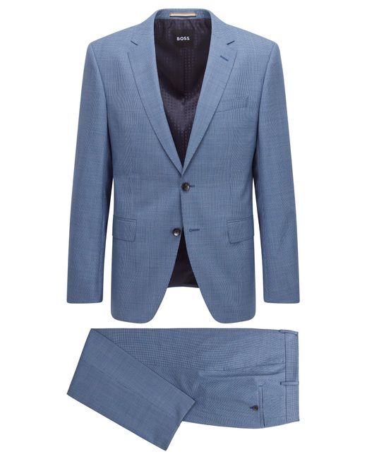 BOSS by HUGO BOSS Slim-fit Suit In Micro-patterned Virgin Wool in Light  Blue (Blue) for Men | Lyst Canada