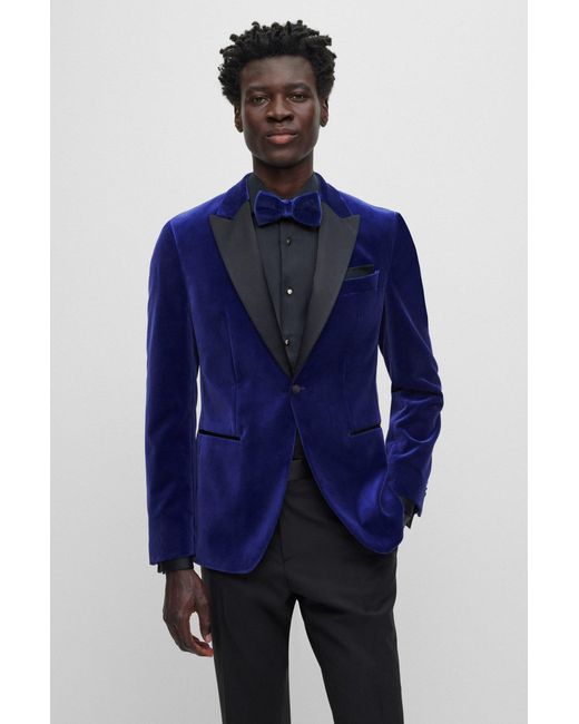 Boss Blue Slim-Fit Tuxedo Jacket for men