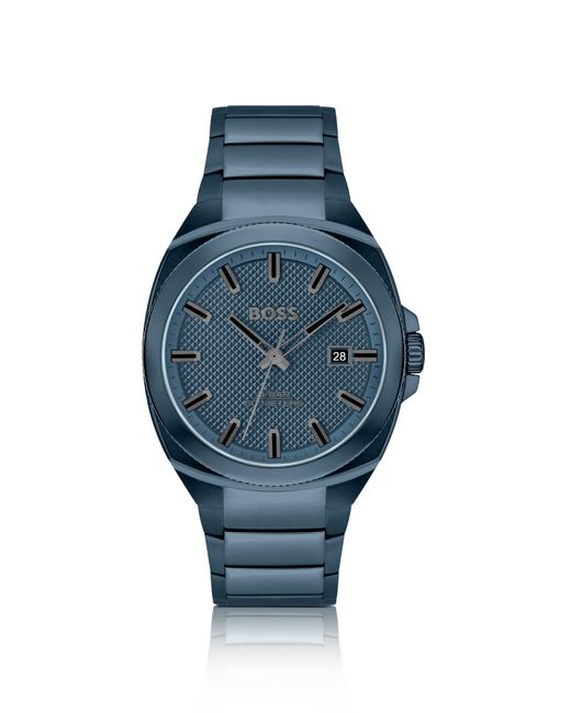 Boss Blue Link-bracelet Watch With Tonal Guilloché Dial for men