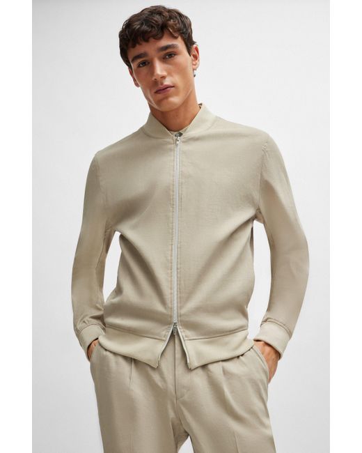 Boss Natural Slim-fit Jacket In A Linen Blend for men
