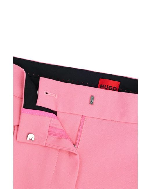 HUGO Pink Relaxed-fit Trousers In Stretch Fabric With Front Pleats