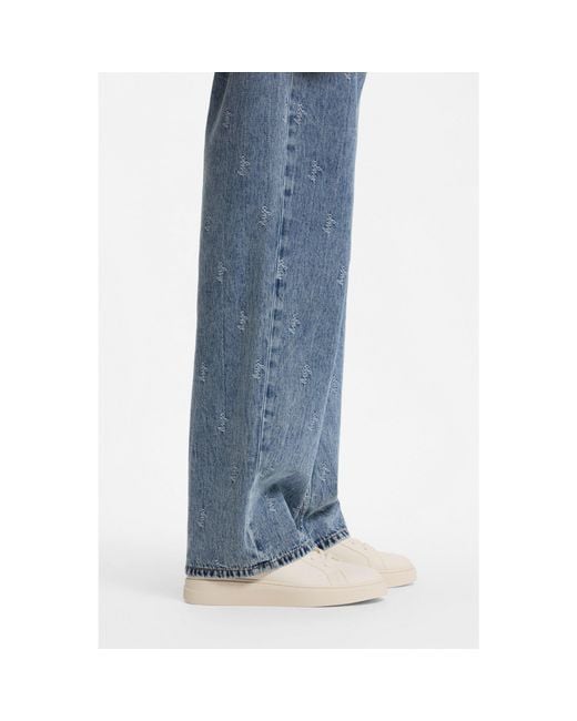 HUGO White Mid-Cut Leather Cupsole Trainers With Shearling