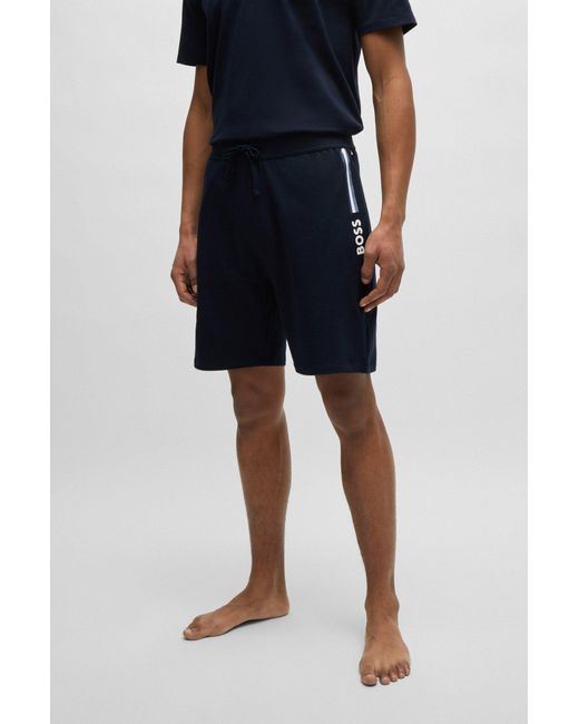 Boss Blue Regular-rise Shorts In French Terry With Logo Detail for men