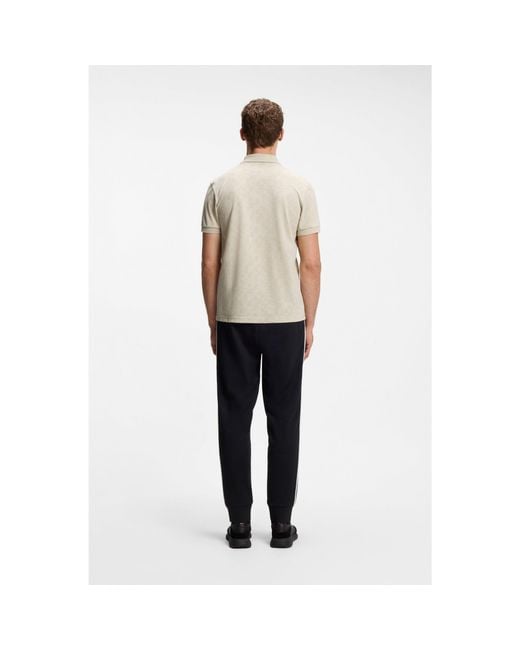 Boss Natural Cotton-Piqué Polo Shirt With All-Over Print for men
