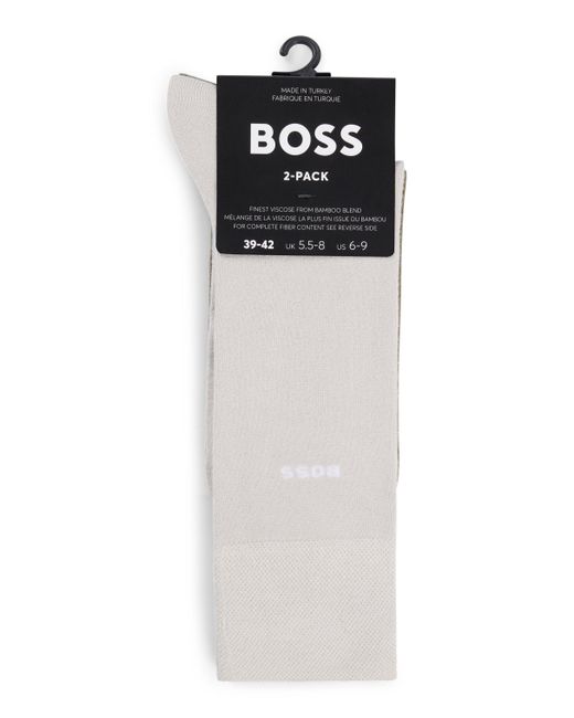 Boss Gray Two-pack Of Regular-length Socks In Soft Viscose Bamboo for men