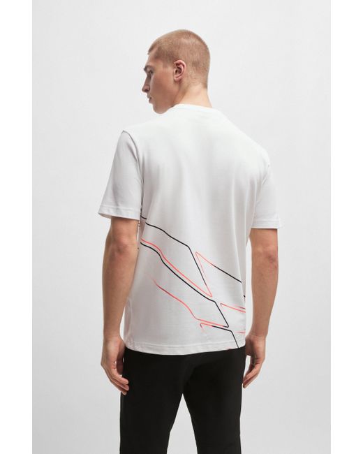 Boss Regular-Fit T-Shirt aus Baumwoll-Mix mit Artwork der Saison in White für Herren