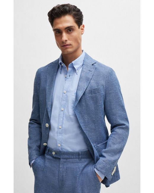 Chemise Slim Fit en coton Oxford, avec col à pointes boutonnées Boss pour homme en coloris Blue