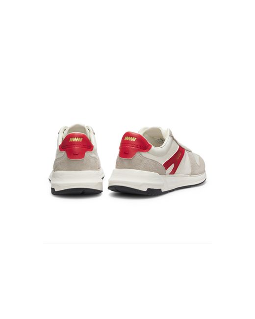 HUGO Pink Suede-Trim Sneakers With Logo Details for men