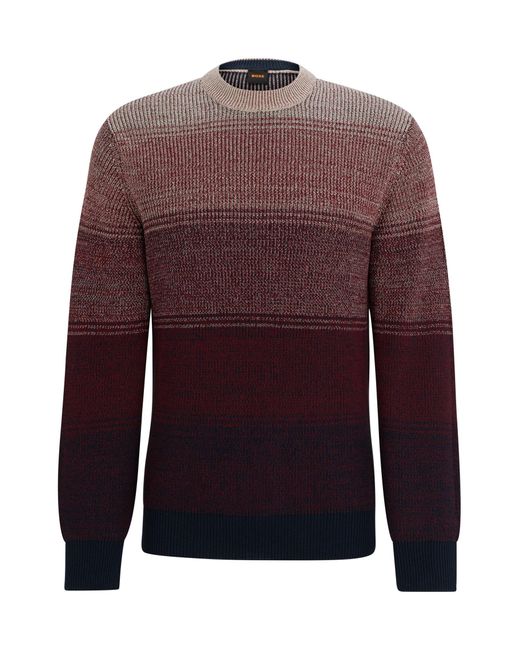 Boss Purple Cotton-blend Regular-fit Sweater With Degradé Knit for men