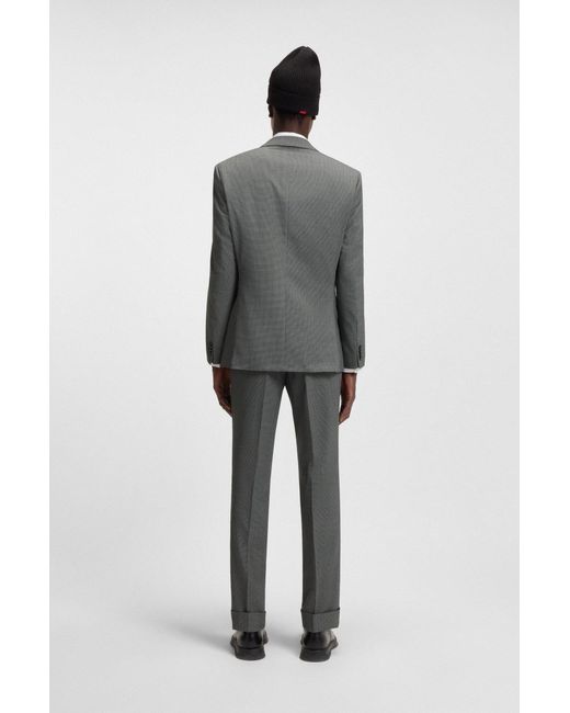 HUGO Slim-Fit Dreiteiler Aus Performance-Stretch-Twill Mit Hahnentritt-Muster in Gray für Herren