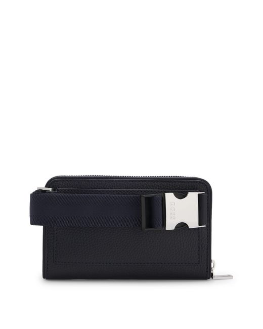 Boss Crossbodytas Van Italiaans Leer Met Logo Van Gepolijste Hardware in het Black voor heren