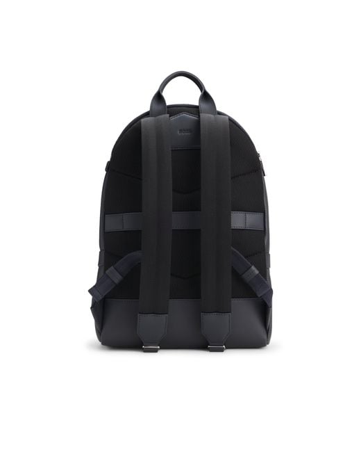 Boss Black Grained Italian-Leather Backpack With Emed Logo for men