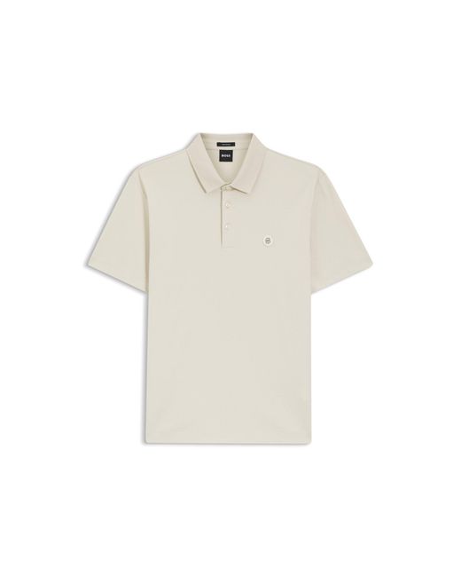 Boss Natural Mercerised-Cotton Polo Shirt With Double B Monogram for men