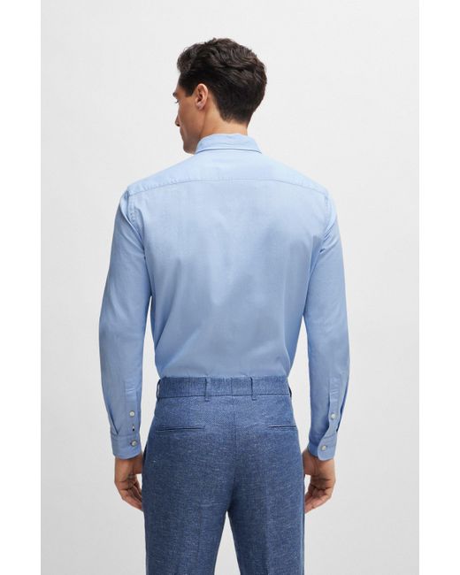 Chemise Slim Fit en coton Oxford, avec col à pointes boutonnées Boss pour homme en coloris Blue