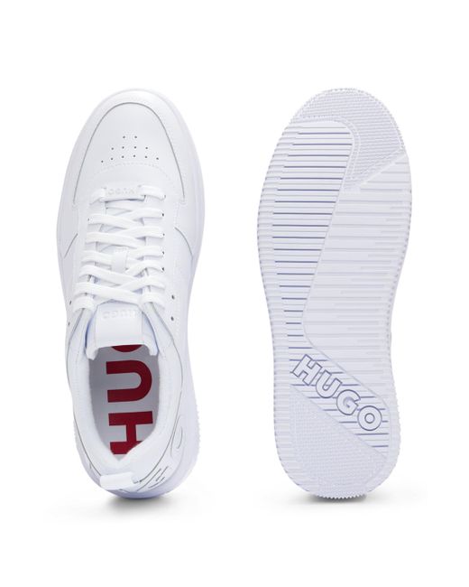 HUGO White Mixed-material Trainers With Raised Logo for men