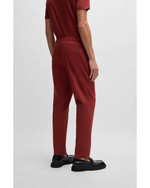 Boss Red Relaxed-fit Trousers In A Linen Blend for men