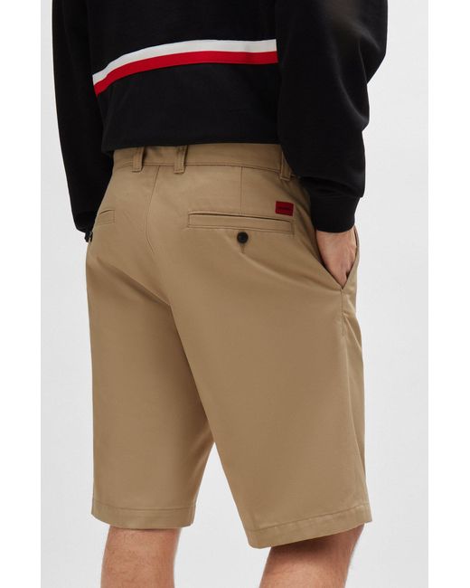 HUGO Black Regular-fit Shorts With Slim Leg And Buttoned Pockets for men