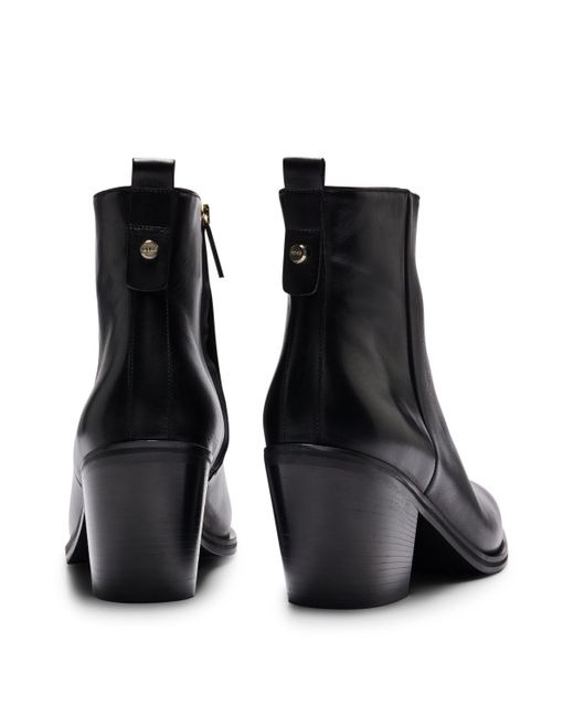Boss Black Leather Boots With Cuban Heel And Pointed Toe