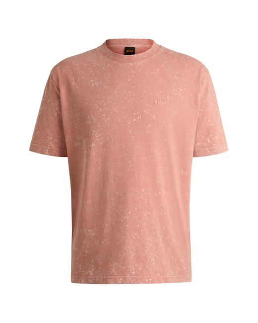 Boss Relaxed-fit T-shirt Van Zuivere Katoen Met Logodetail in het Pink voor heren
