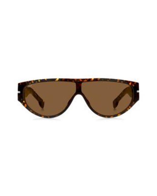 Lunettes de soleil style masque en acétate à motif monogramme Boss pour homme en coloris Brown