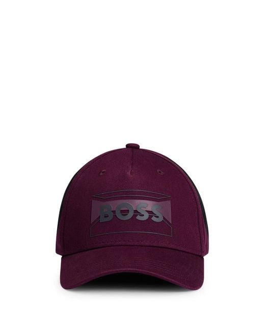 Boss Purple Cotton-twill Cap With Contrasting Seasonal Logo for men