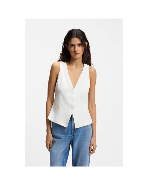 Boss White Modern-Fit Waistcoat With Open Back