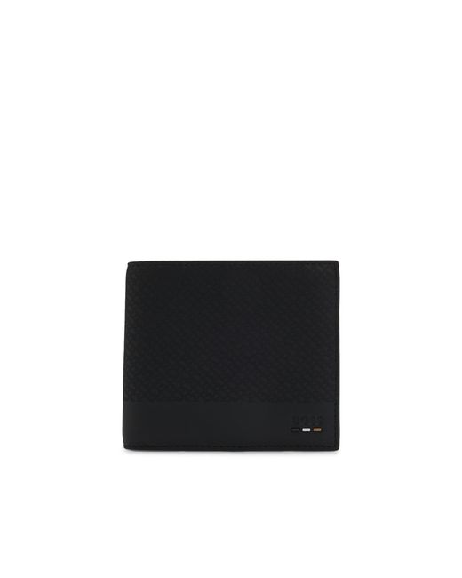 Boss Black Monogram Wallet With Plain Trims for men