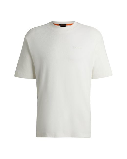 Boss Relaxed-fit T-shirt Van Katoenen Badstof Met Logodetail in het White voor heren