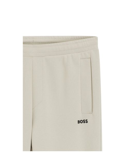 Boss Natural Cotton-Blend Tracksuit Bottoms With Embroidered Logo for men