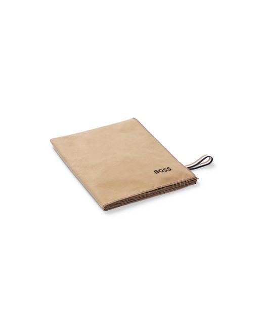 Boss Natural Microfibre Travel Towel With Signature-Stripe Strap