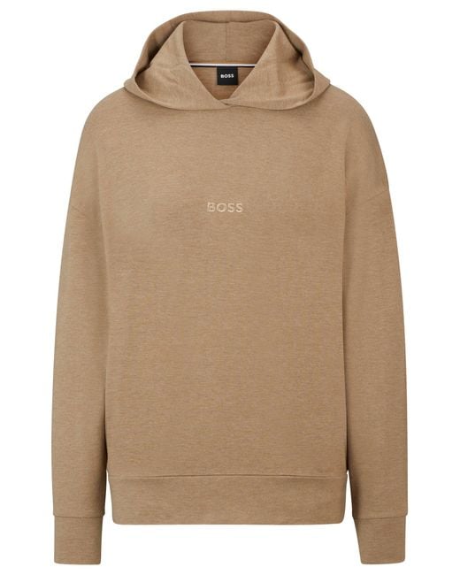 Boss Natural French-terry Hoodie With Embroidered Logo