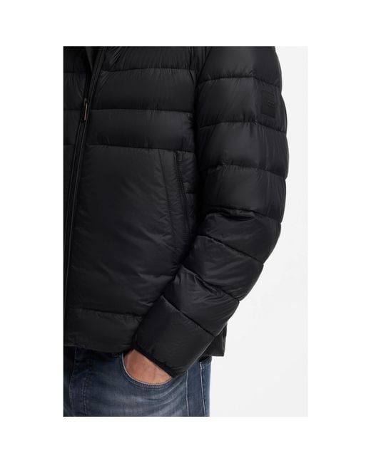 Boss Black Water-Repellent Jacket With Herringbone Tape for men