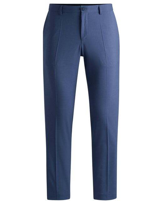 Boss Blue Slim-fit Trousers In A Performance-stretch Wool Blend for men