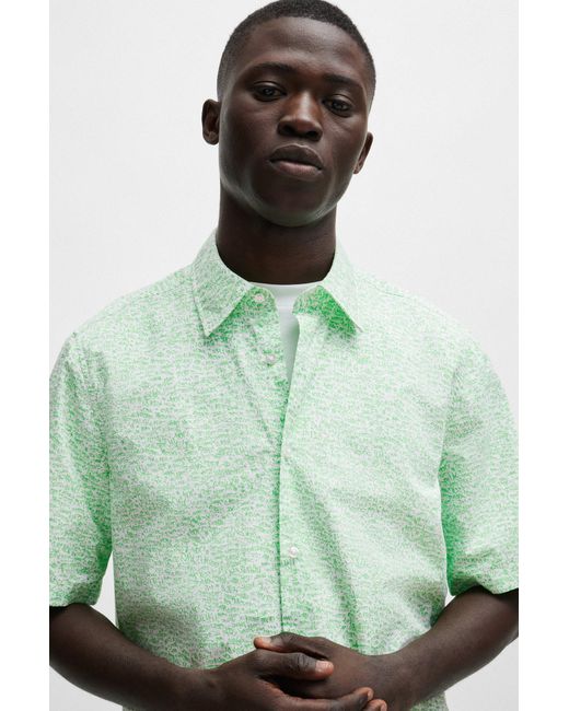 BOSS - Longline regular-fit shirt in easy-iron cotton poplin