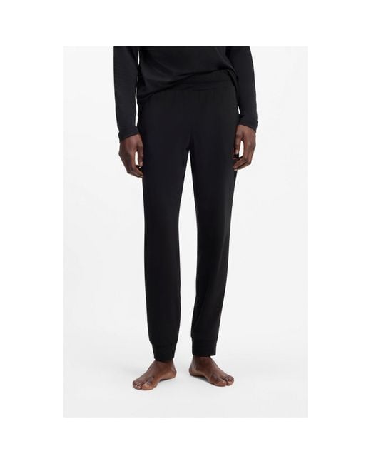HUGO Black Cuffed Loungewear Bottoms for men