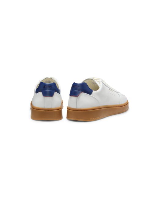 HUGO White Leather Trainers With-Tone Logo for men