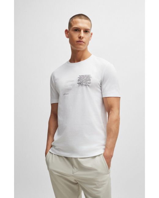 Boss Regular-Fit T-Shirt aus Baumwoll-Jersey mit Signature-Artwork in White für Herren