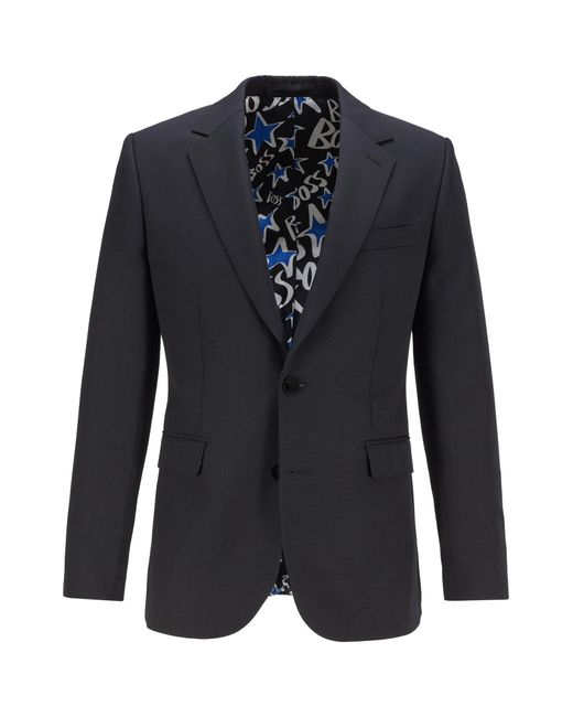 BOSS by Hugo Boss Black Single-breasted Jacket With Star Motif And Feature Lining for men