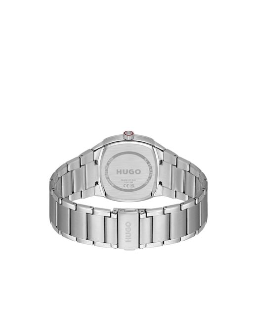HUGO Metallic Telly Stainless-Steel Watch With Retro-Inspired Case for men