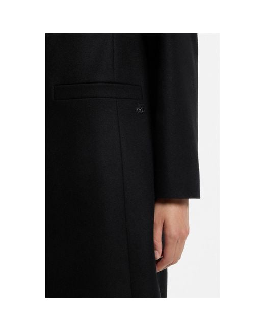 HUGO Black Relaxed-Fit Formal Coat With Monogram Rivet