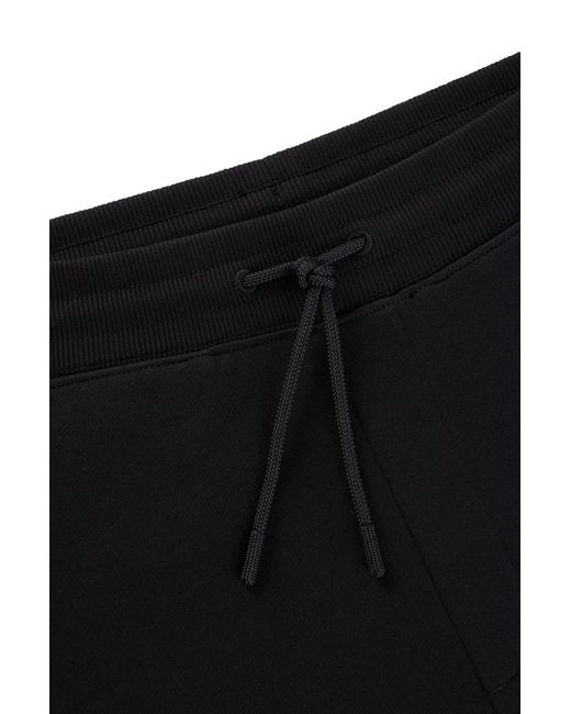 HUGO Black Cotton-terry Tracksuit Bottoms With Logo Detail for men
